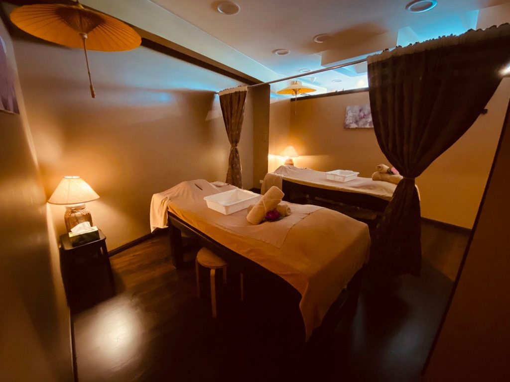 Luxury private massage treatment room at Thai Village Massage.